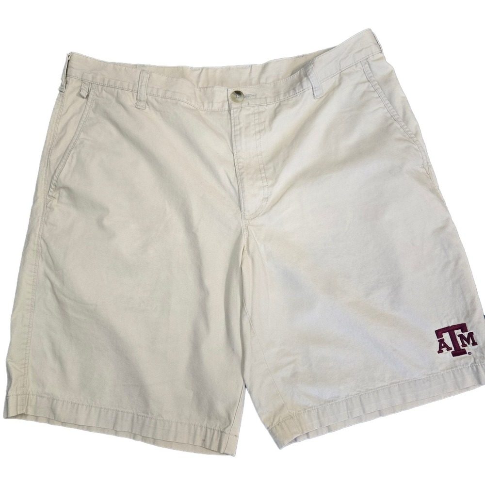 Columbia PFG Mens Texas A&M Aggies Shorts Tan Cotton Size 36 W 10 L *note
